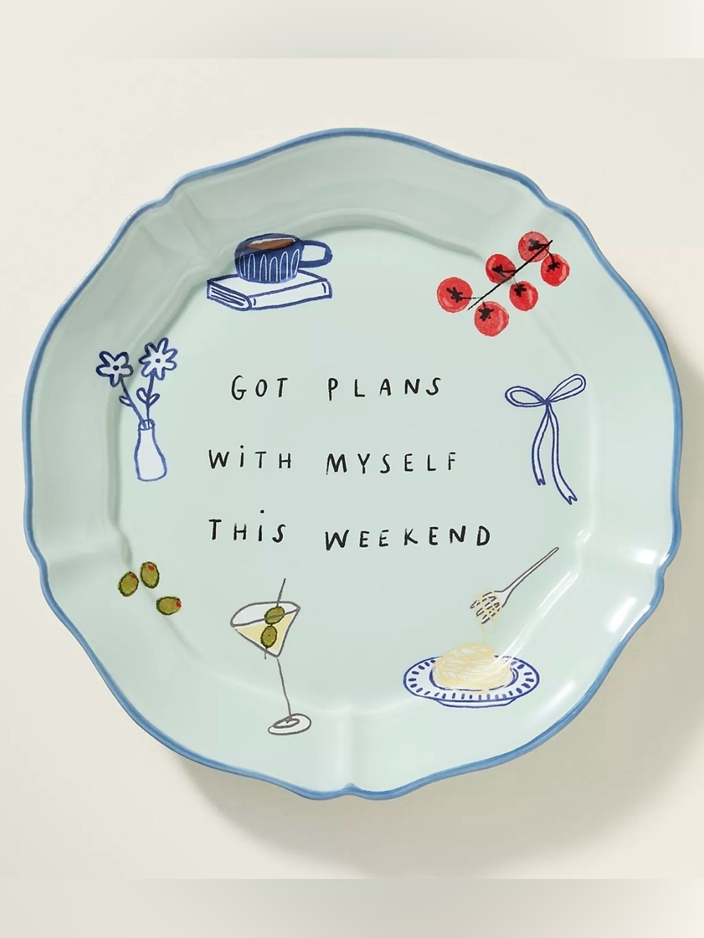 Anthropologie Hollie Startup Got Plans with Myself Stoneware Dessert Plate